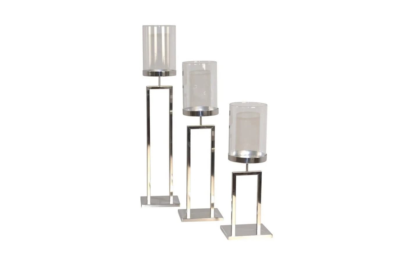 moebel-direkt-online 3-teiliges Kerzenhalter-Set Chrom Metall Glas - Bild 5