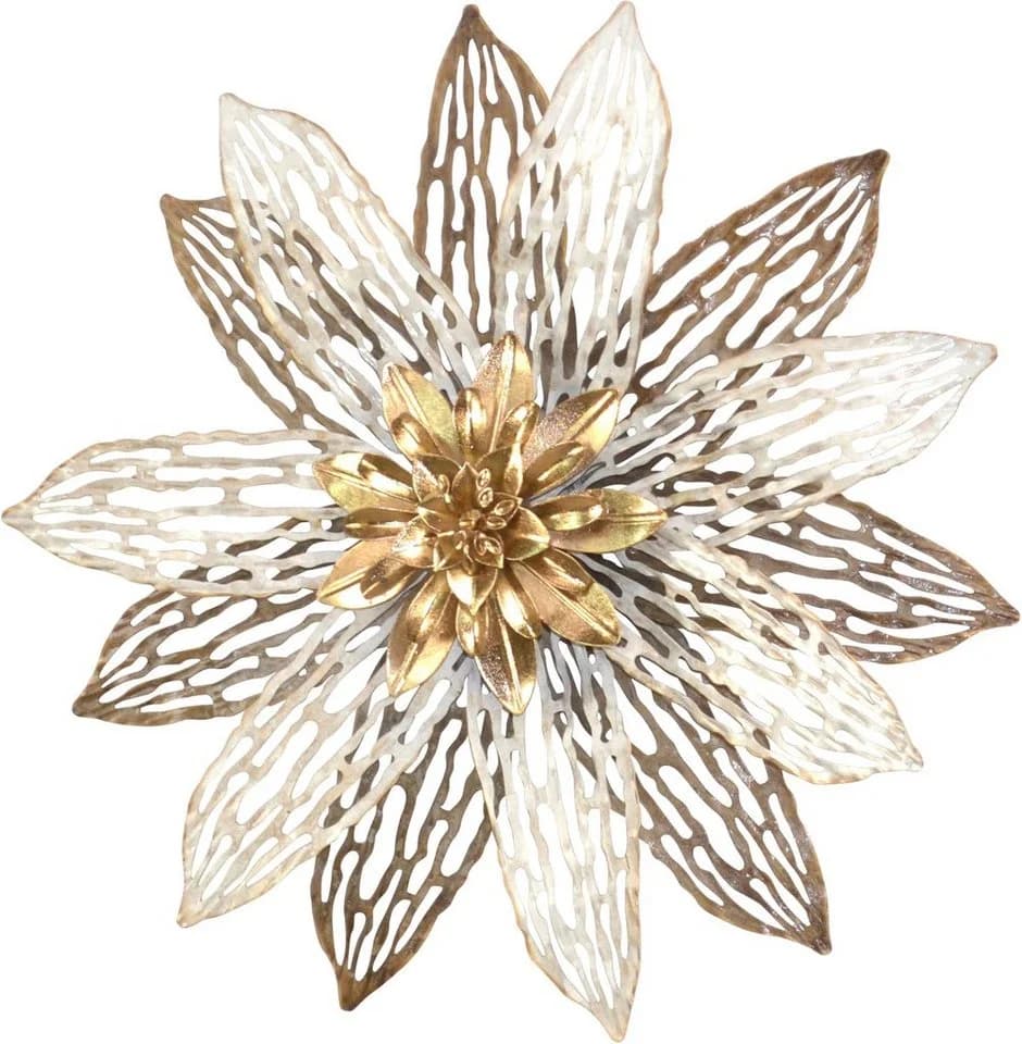 HOFMANN LIVING AND MORE Wanddeko Blüte Metall Beige/Gold