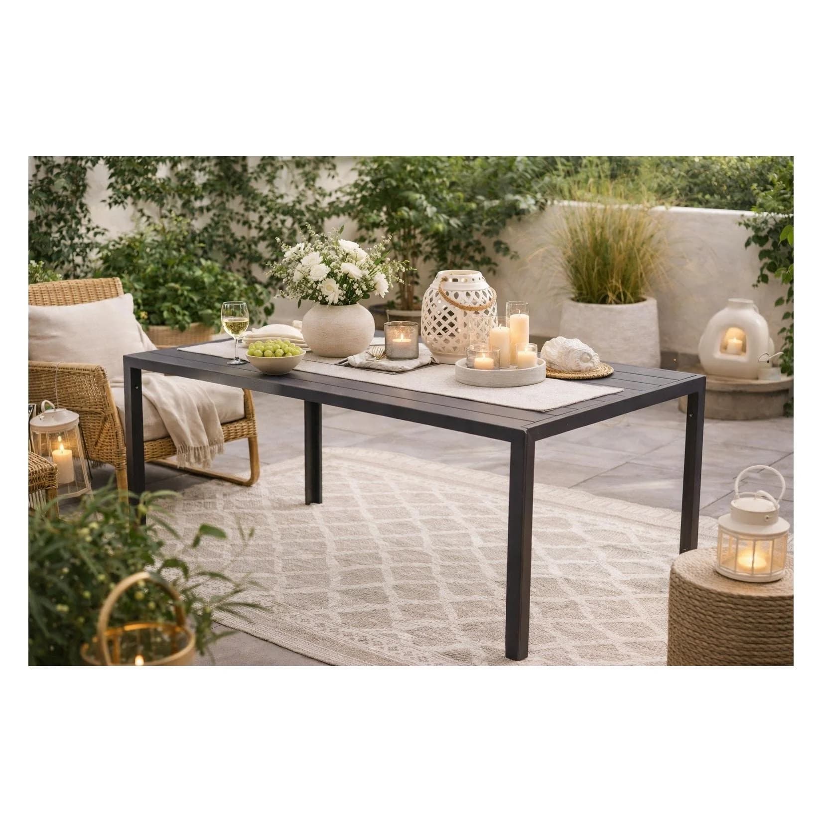 möbel direkt online Gartentisch 150x90 cm Metall Holzoptik