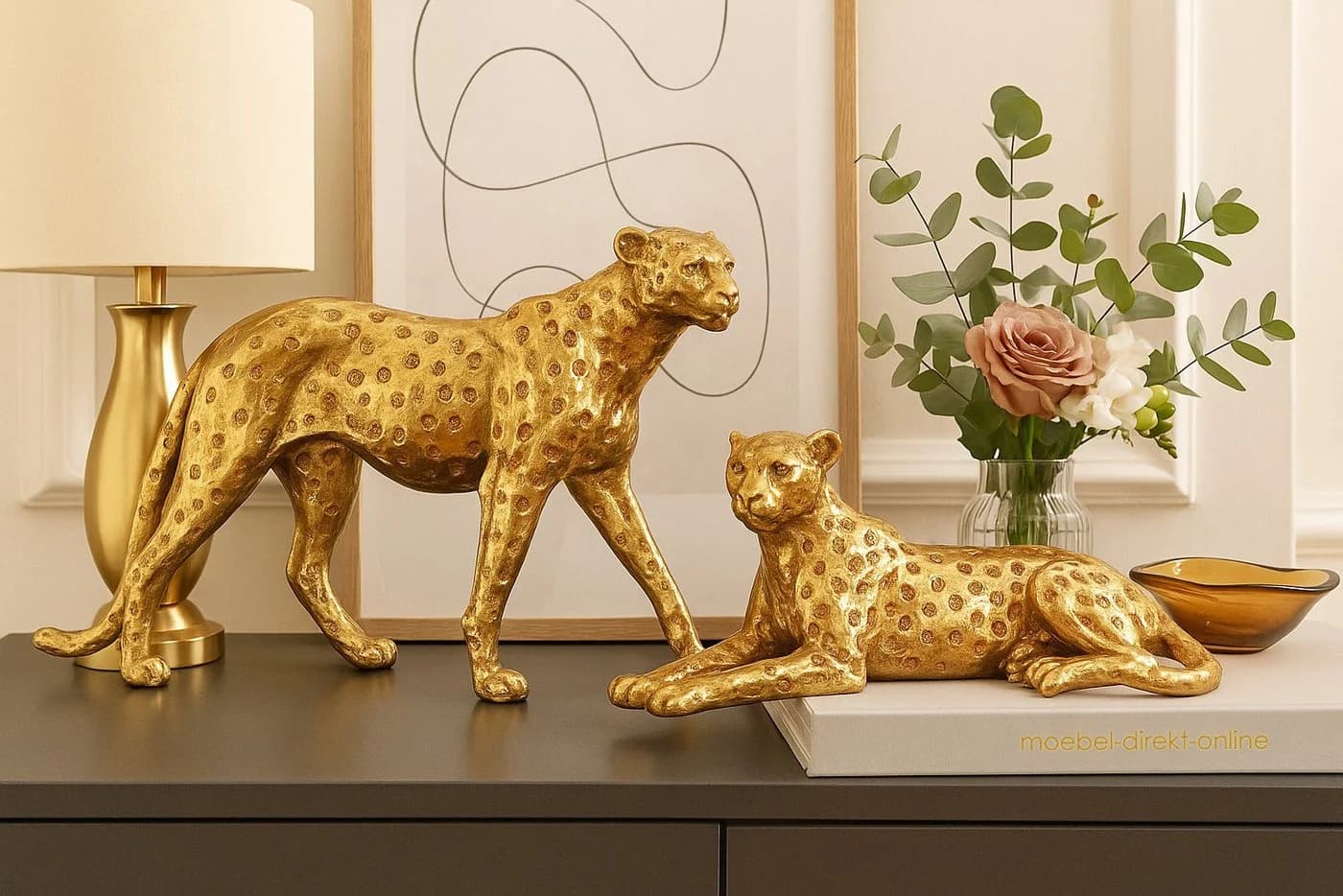 moebel-direkt-online Dekoobjekt Gepard Stehend Goldfarben - Bild 2