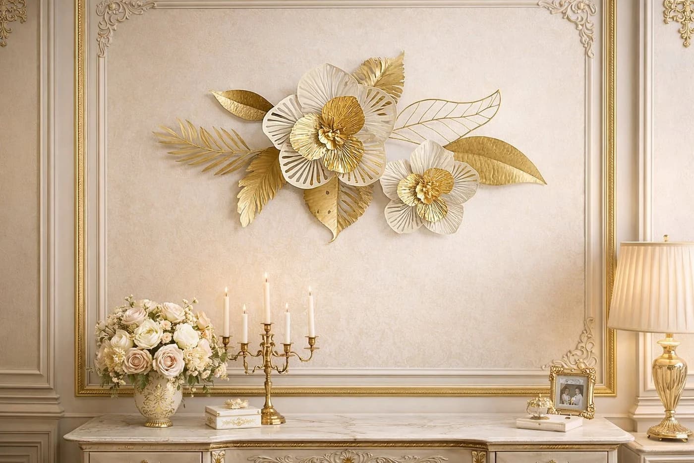 moebel-direkt-online Wanddeko Metall Blüte Gold Creme - Bild 3