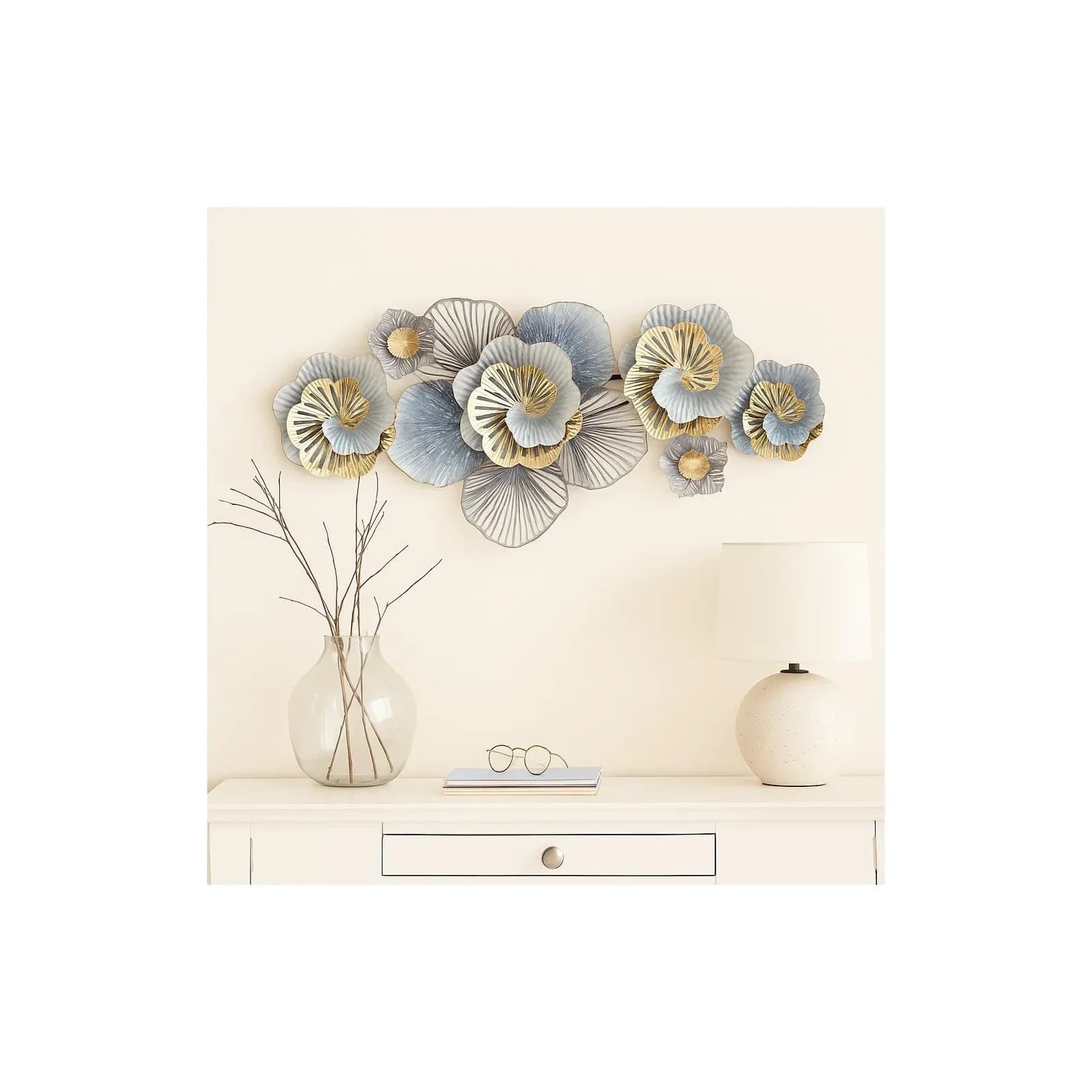 moebel-direkt-online Wanddeko Metall Blüten Pastell Modern