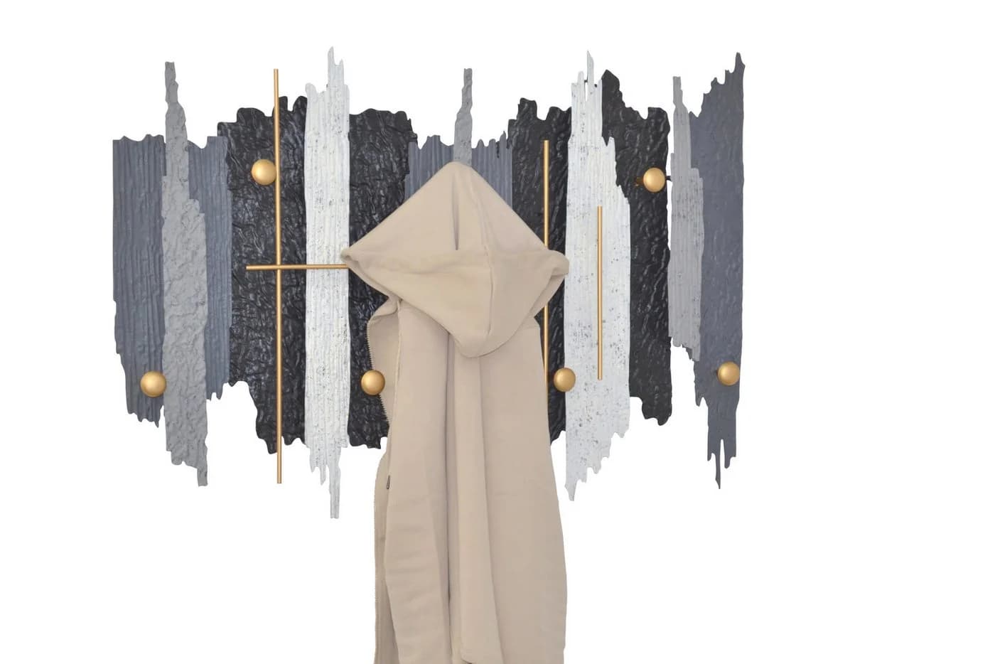 moebel-direkt-online Wandgarderobe Schwarz/Grau/Creme Metall Streifen-Design - Bild 5