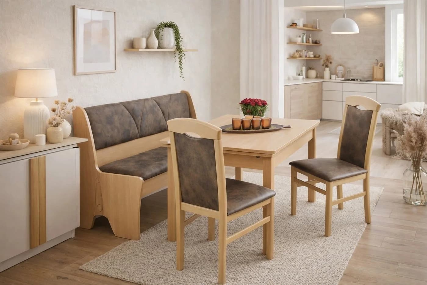 Essgruppe aus Holzwerkstoff und Mikrofaser in modernem Design - Bild 2