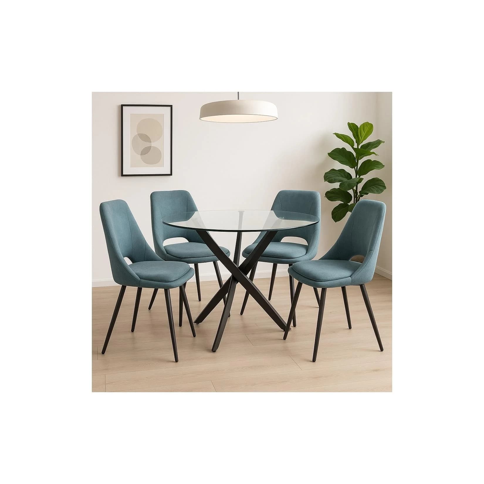 möbel direkt online Esstischgruppe 5-tlg. Glas & Polsterstühle