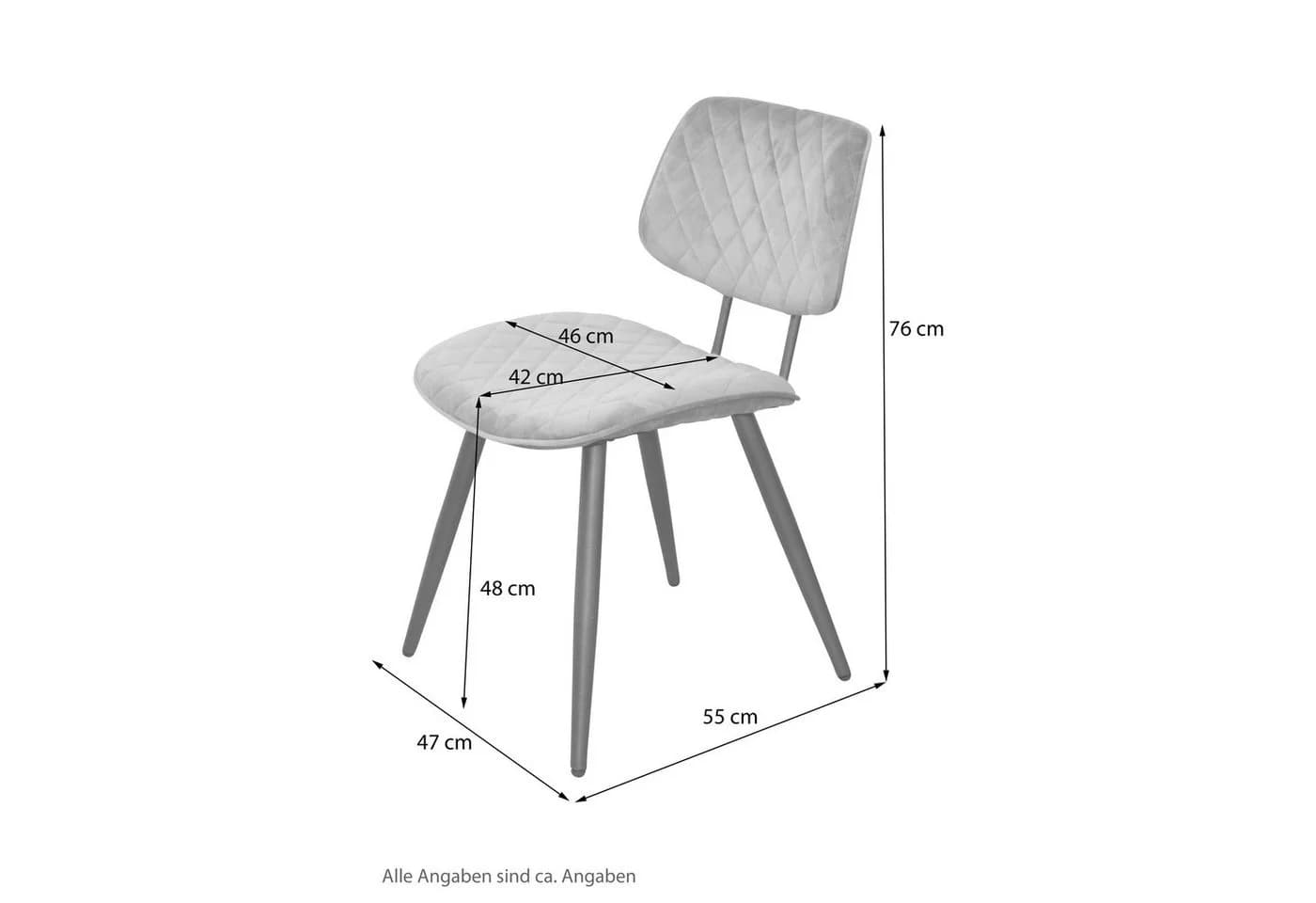 moebel-direkt-online Esszimmerstuhl Grau Samtoptik Rautensteppung - Bild 5