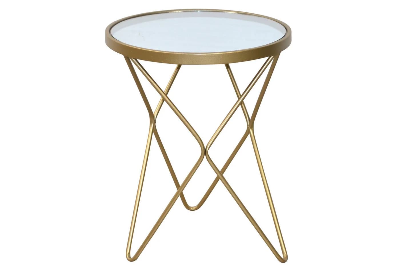 moebel-direkt-online Beistelltisch Moderner Stahlrohr Tisch Gold Spiegelglas - Bild 3