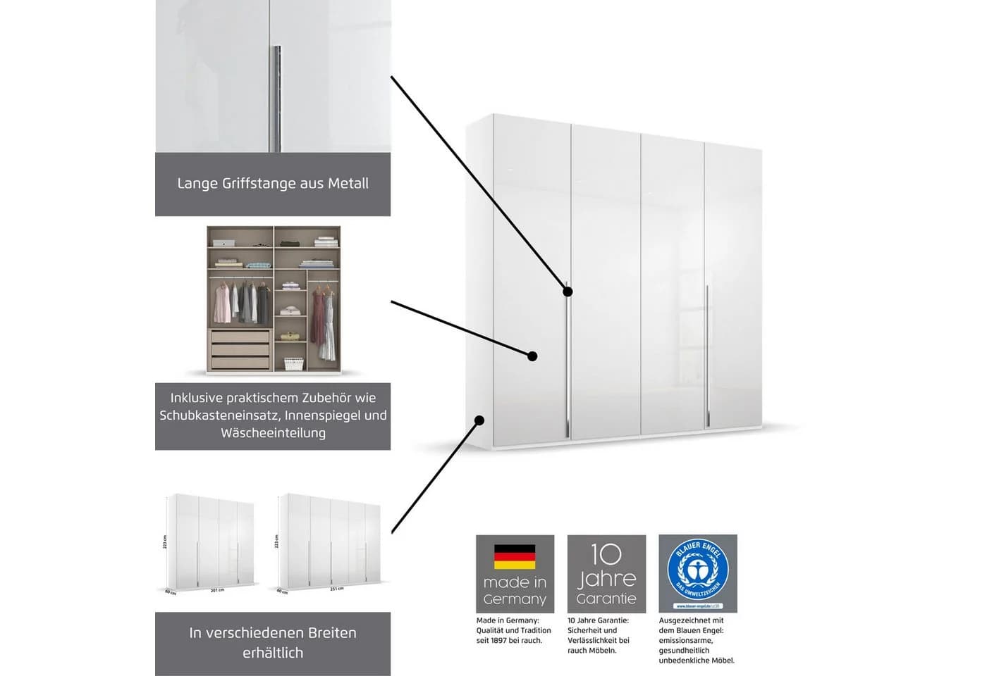 Rauch MONTCLAR Drehtürenschrank Weiß Hochglanz mit LED - Bild 3