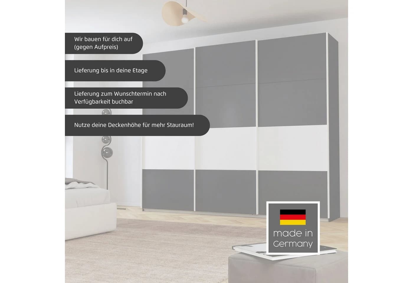 Rauch Schwebetürenschrank Cortona Weiß mit LED-Beleuchtung - Bild 3