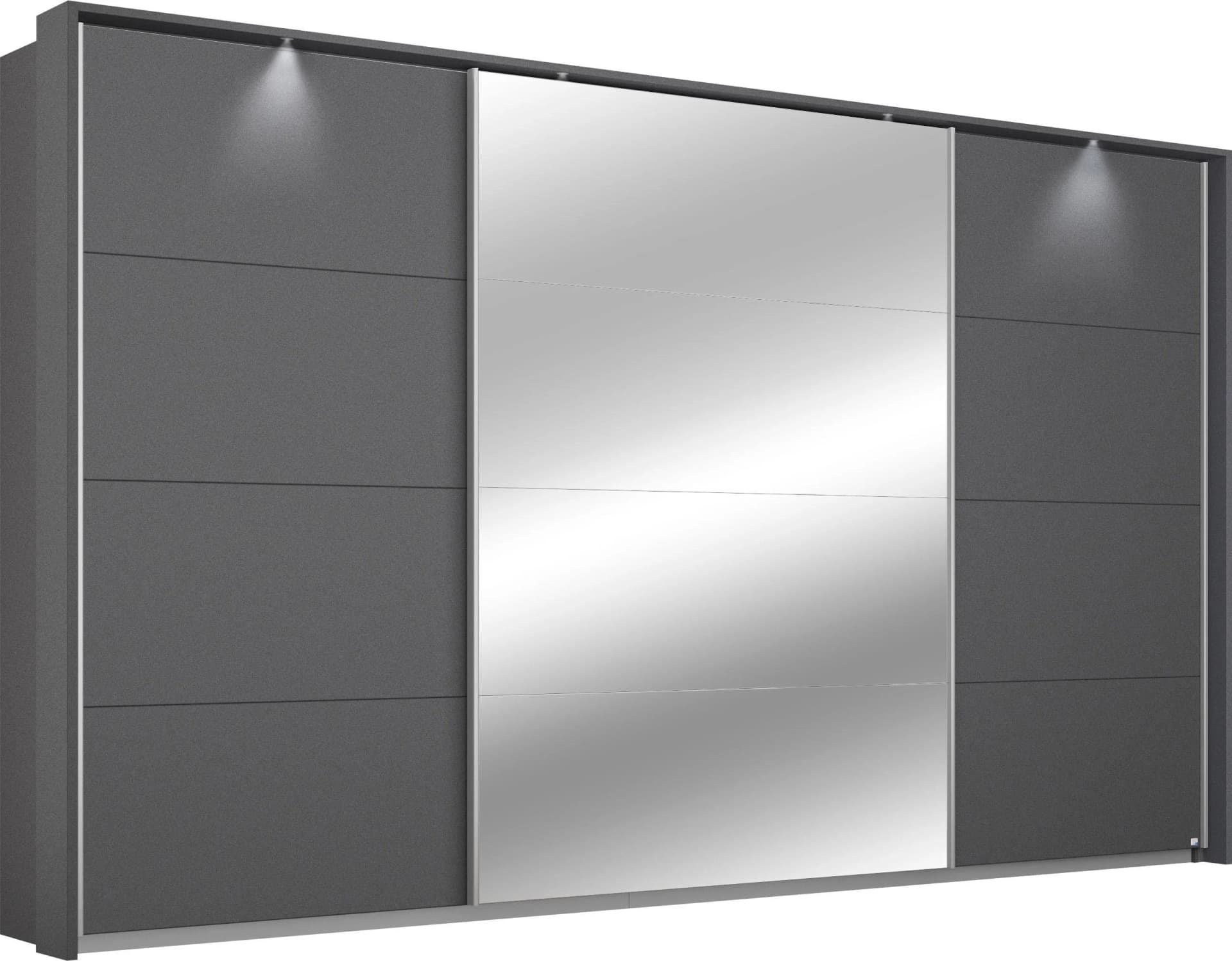 Rauch Schwebetürenschrank CORTONA Grau mit LED-Beleuchtung