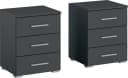 Nachtkommode RAUCH Base Grau Metallic 2er-Set mit 3 Schubladen Bild 2
