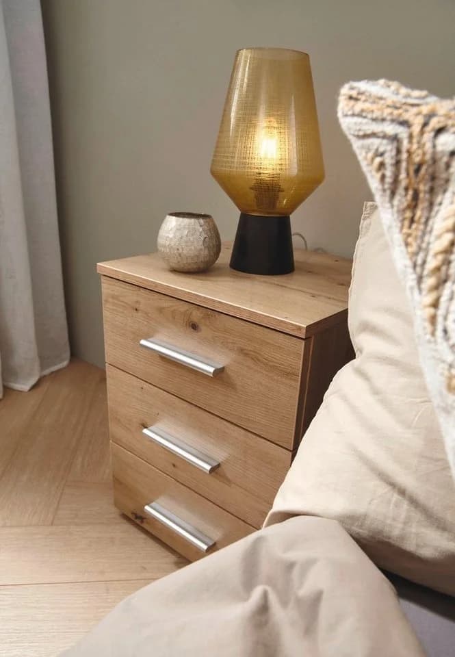 Nachtkommode RAUCH Base 3 Schubladen Eiche Artisan Braun Modern - Bild 5