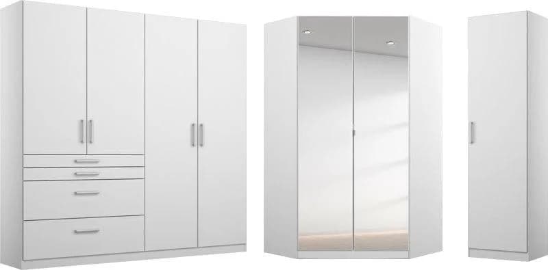 Rauch Schrank-Set Homburg Weiß Hochglanz mit Eckschrank und Schubkästen