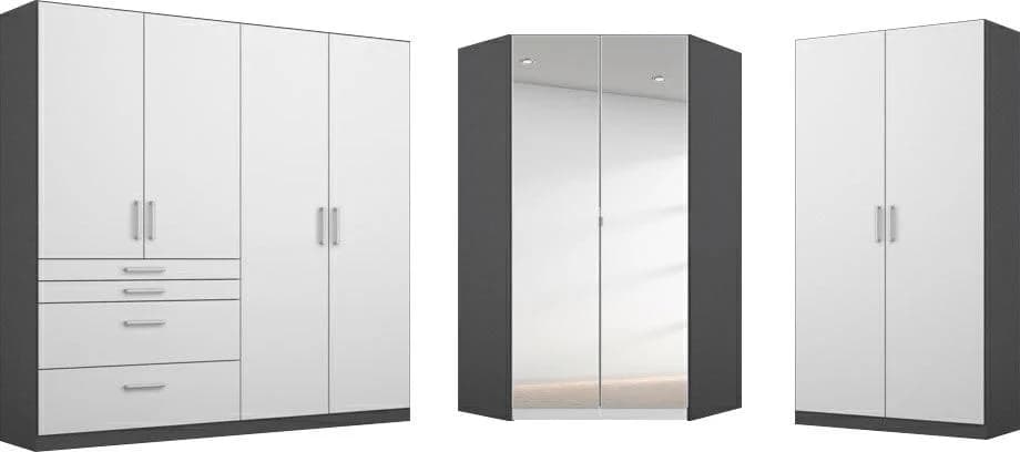 Rauch Schrank-Set Homburg Weiß/Graumetallic Hochglanz