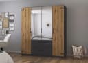 RAUCH Holmes Drehtürenschrank Grau Eiche Artisan Industrial Style mit Spiegel Bild 1