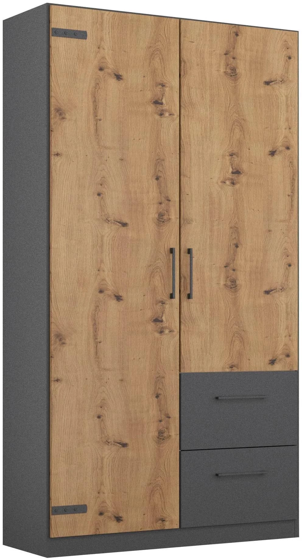 Rauch Holmes Drehtürenschrank Grau Eiche Artisan Industrial Style