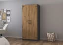 Rauch Holmes Drehtürenschrank Grau/Eiche Industrial Style Bild 1