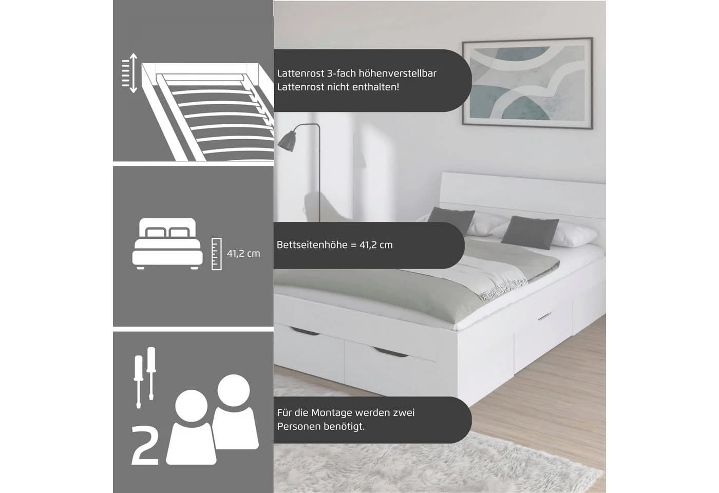Rauch FLEXX Bett mit Stauraum Eiche Artisan 180x200 cm - Bild 4