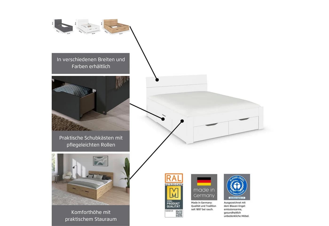 Rauch FLEXX Bett mit Stauraum Eiche Artisan 180x200 cm - Bild 5