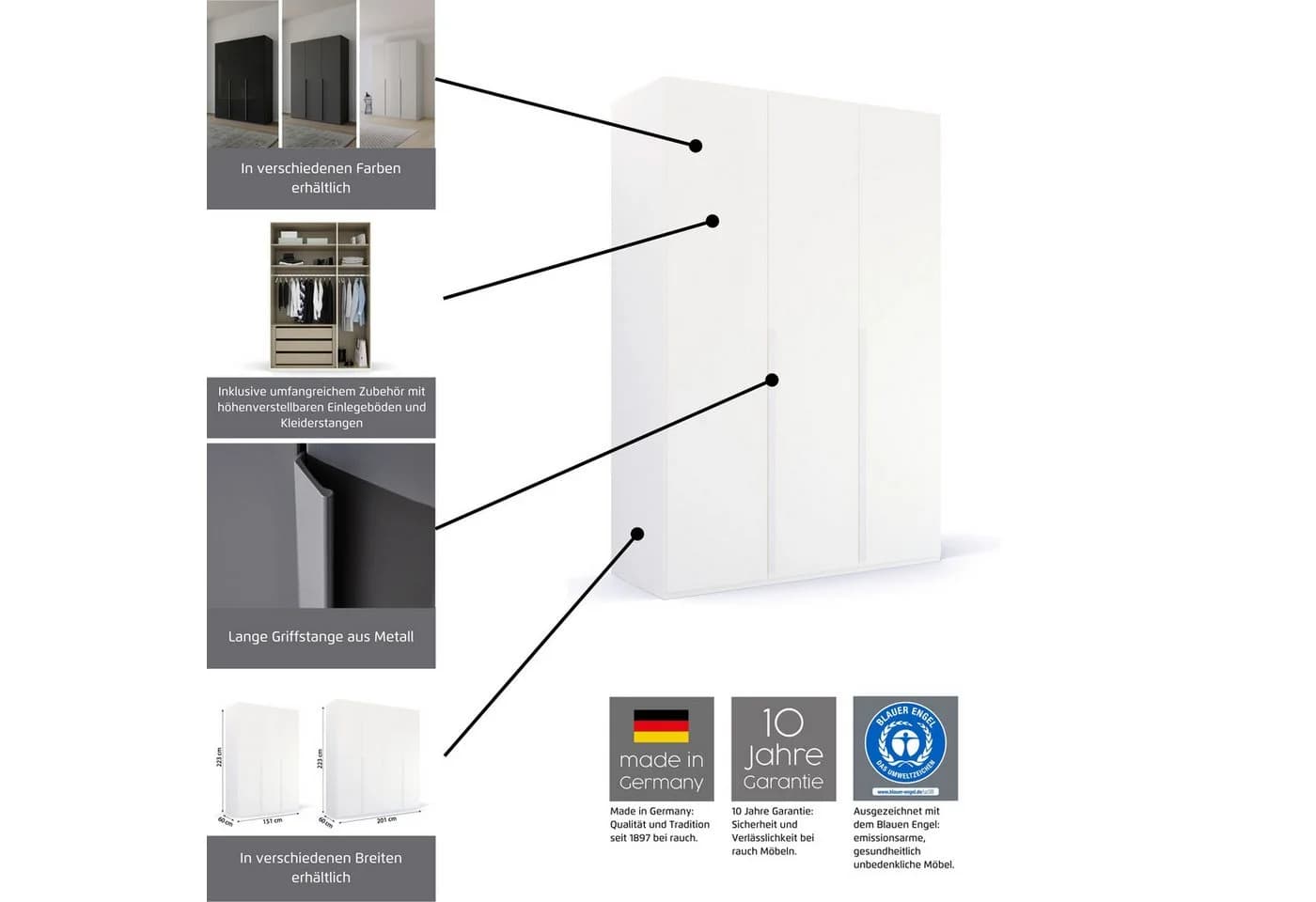 Rauch PURISMA Drehtürenschrank Graphit mit Schubkasteneinsatz - Bild 3