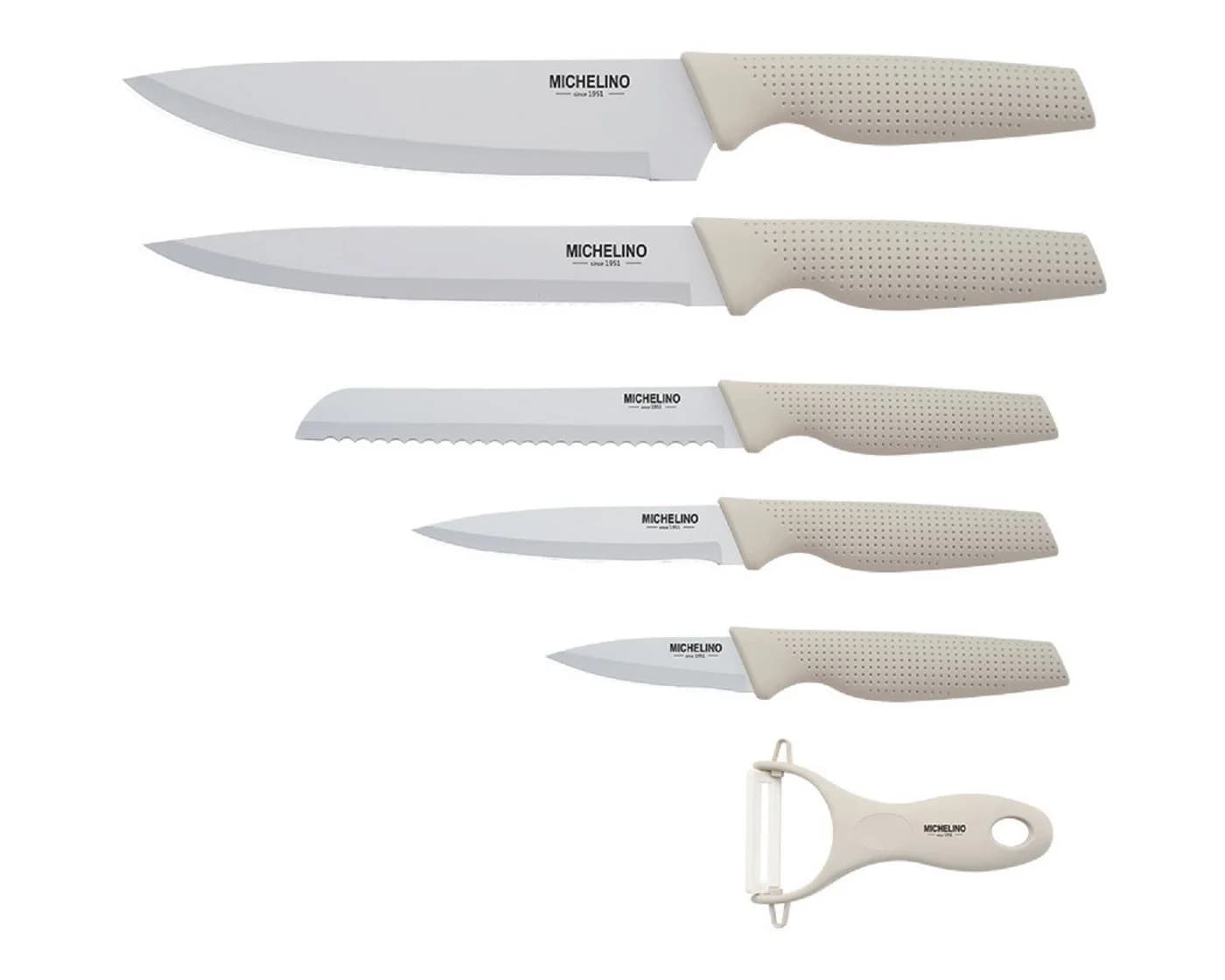 Michelino Messer-Set 6-tlg. Alythia mit Sparschäler Beige/Weiß - Bild 2