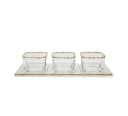 Schäfer Elektronik Glasschalen-Set 4-tlg. mit Goldrand und Tablett Bild 2