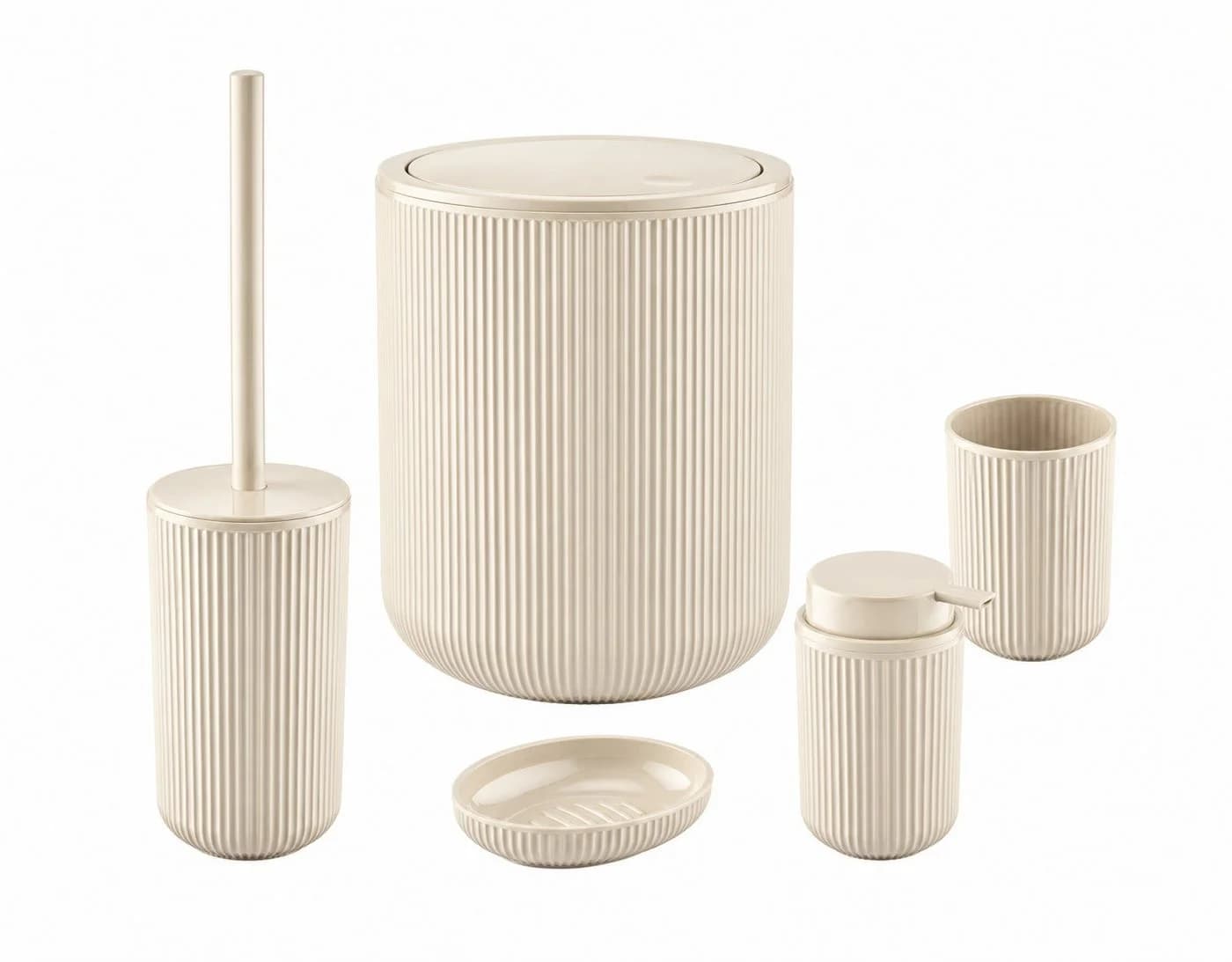 Axentia 5-teiliges Badaccessoire-Set Creme Kunststoff - Bild 2