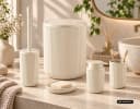 Axentia 5-teiliges Badaccessoire-Set Creme Kunststoff Bild 3