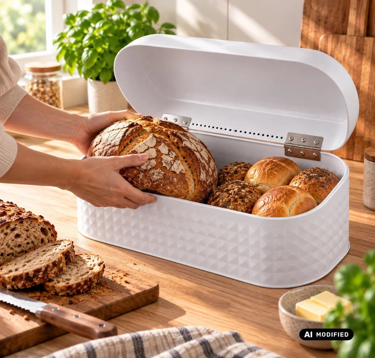 Michelino Brotkasten Weiß mit Aluminiumgriff - Bild 5
