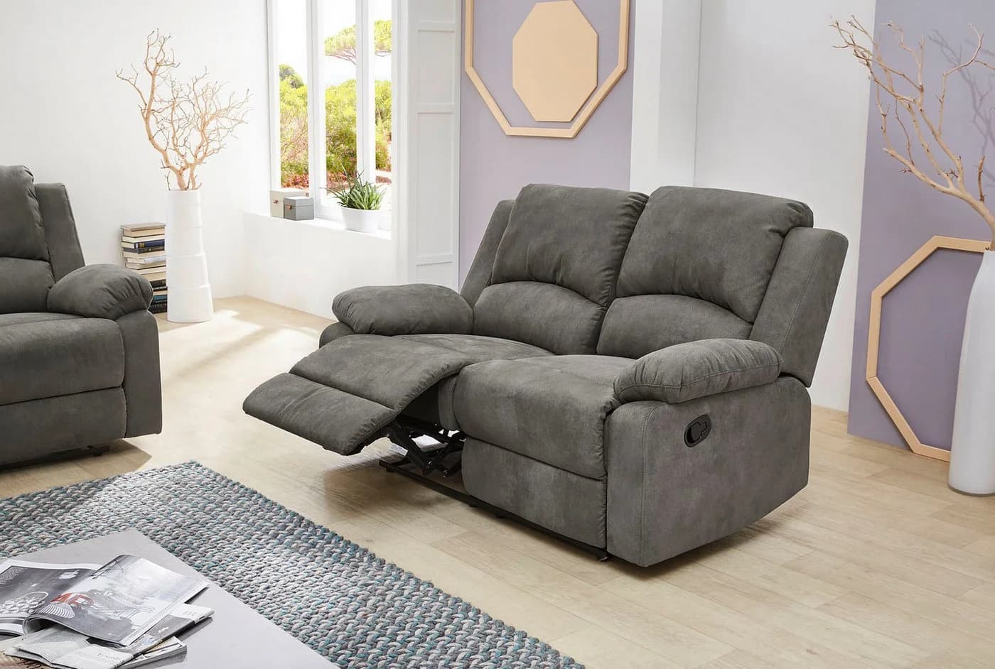 Jockenhöfer Sofa Dakota 2-Sitzer Relaxfunktion Anthrazit