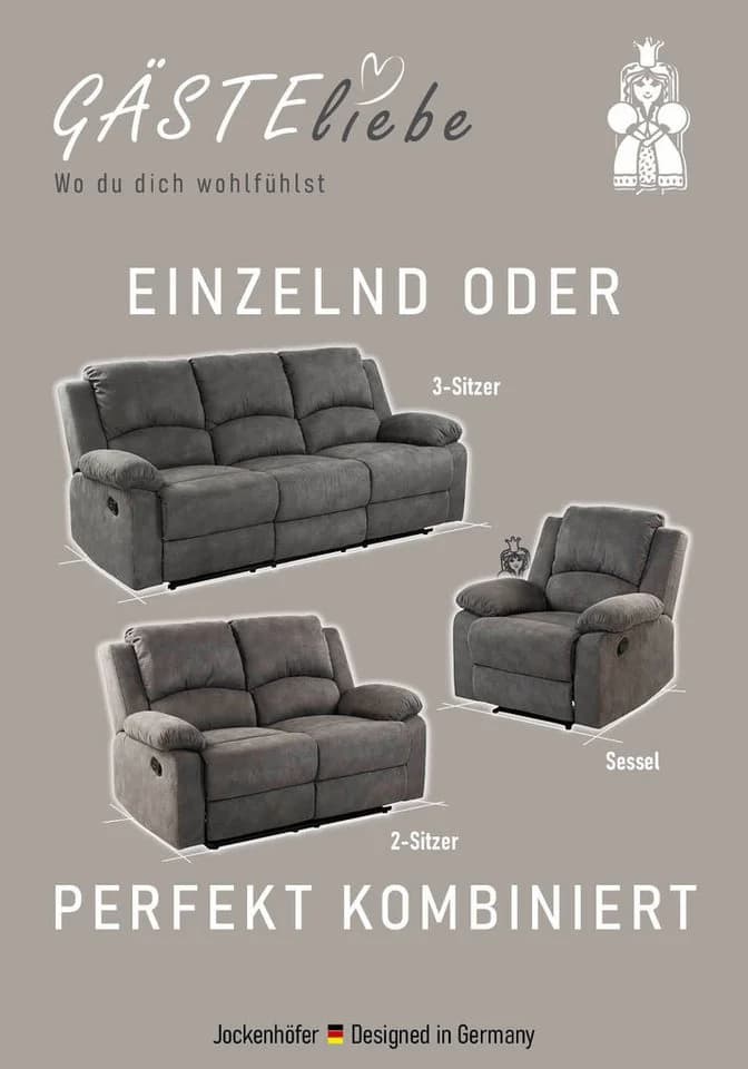 Jockenhöfer Gruppe Sofa Dakota 3-Sitzer Relaxfunktion Anthrazit - Bild 5