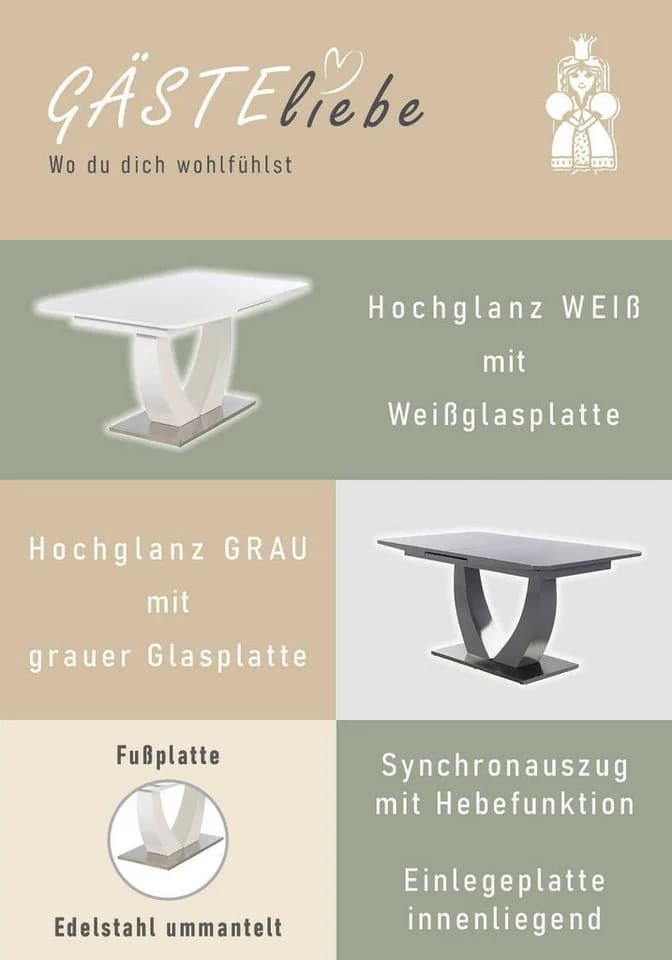 Jockenhöfer Gruppe Ulm Esstisch Grau Hochglanz mit Auszug - Bild 5
