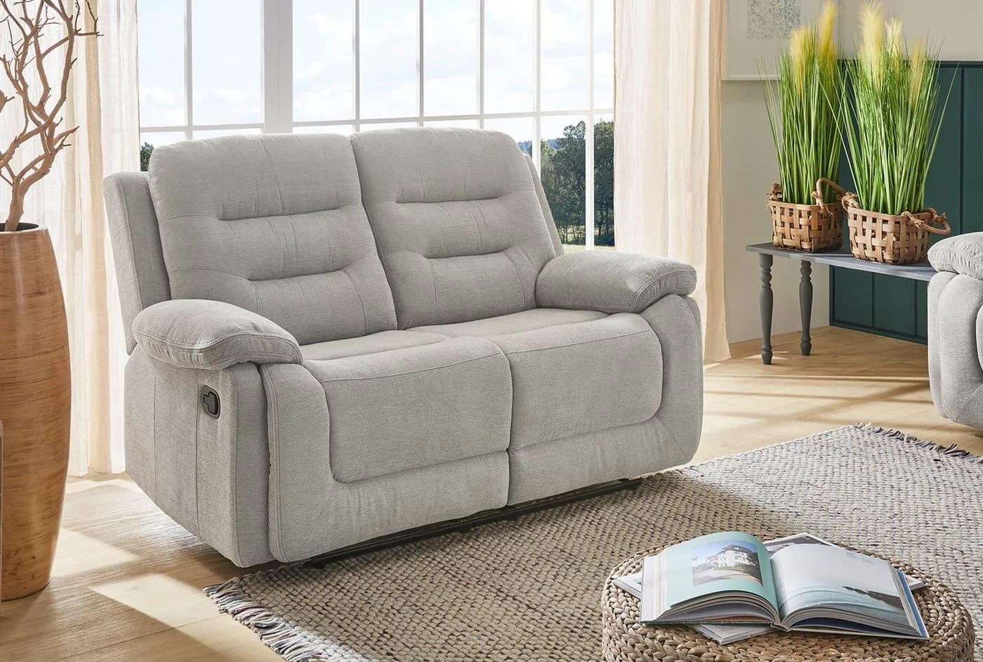 Jockenhöfer Sofa 2-Sitzer Sylt Grau Relaxfunktion Chenille - Bild 2