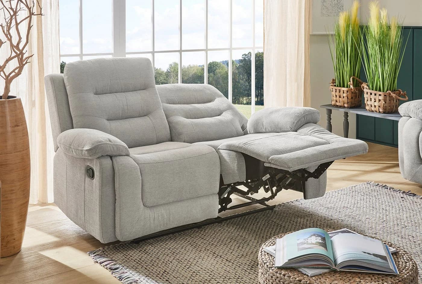 Jockenhöfer Sofa 2-Sitzer Sylt Grau Relaxfunktion Chenille - Bild 4