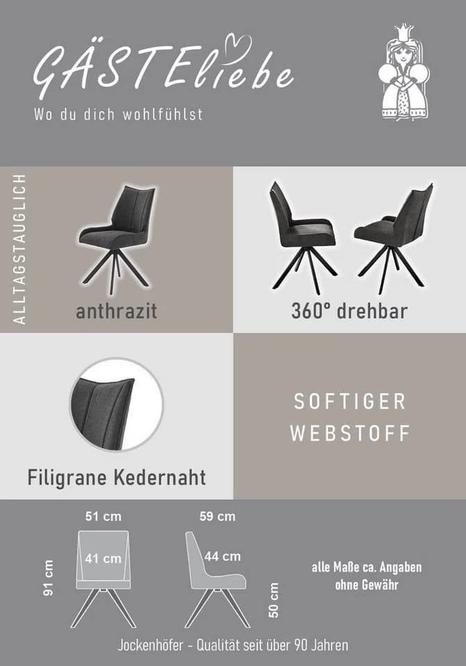 Jockenhöfer Gruppe Drehstuhl Madison Set 4 St. Grau Webstoff - Bild 3