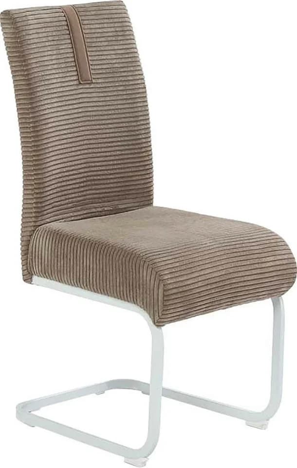 Jockenhöfer Gruppe Kenny Freischwinger Stuhl Taupe/Weiß Cord