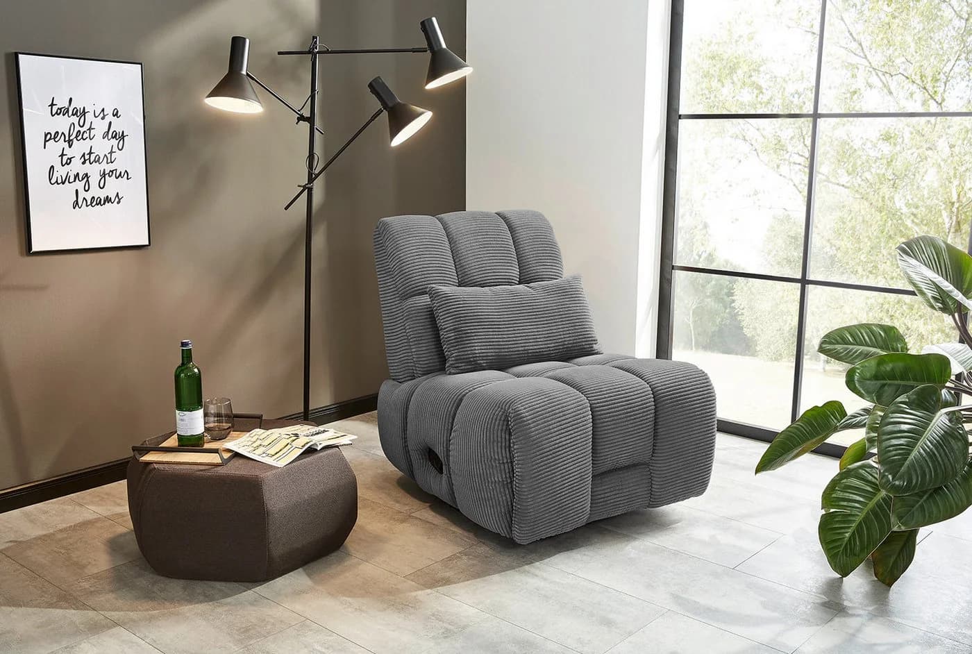 Jockenhöfer Gruppe Relaxsessel Doncaster Grau Cord - Bild 2