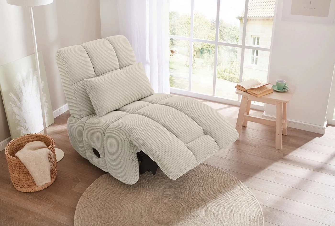 Jockenhöfer Relaxsessel Doncaster Grau Beige mit Dreh- und Relaxfunktion