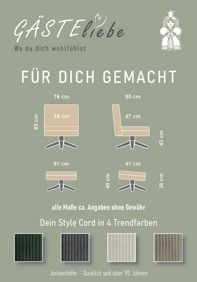Jockenhöfer Kasper Relaxsessel mit Hocker Cord Grau-Beige - Bild 5