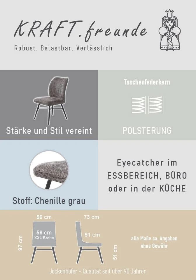 4-Fußstuhl Bennett Schwarz/Grau Jockenhöfer - Bild 5