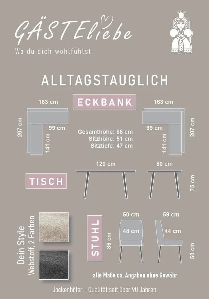 OTTO HOME Eckbankgruppe Melvin Tisch Schwarz Eckbank Anthrazit - Bild 5