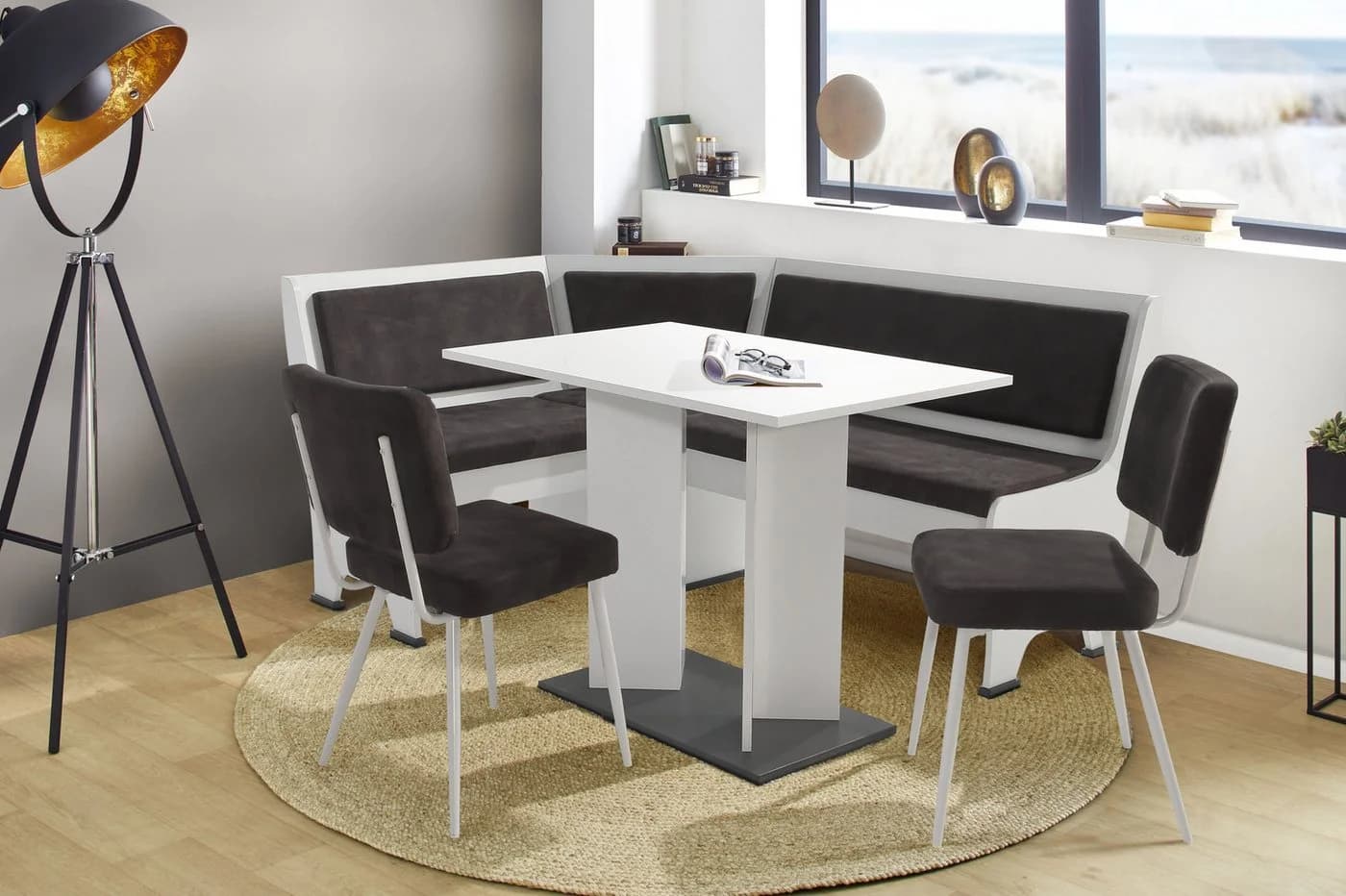 OTTO home Eckbankgruppe Theo 4-tlg. Tisch, Bank und 2 Stühle