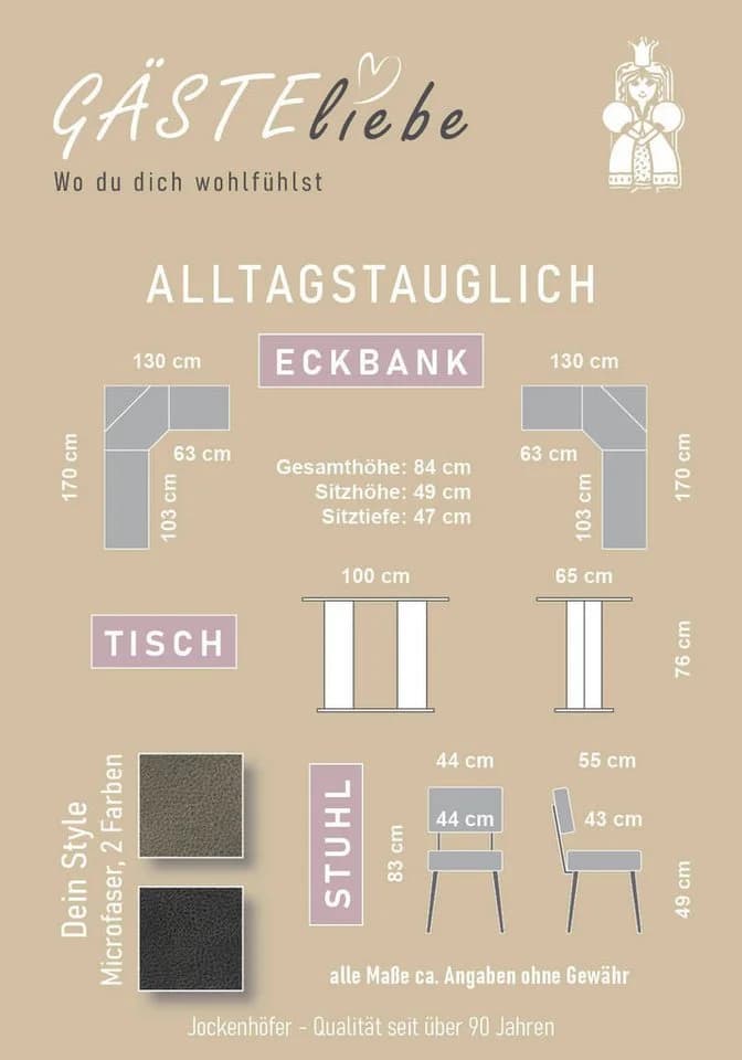 OTTO home Eckbankgruppe Theo 4-tlg. Tisch, Bank und 2 Stühle - Bild 4