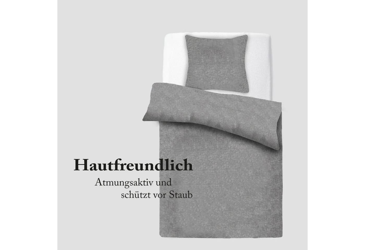 Bestlivings Bettbezug Micro-Melange Grau Mikrofaser 135x200cm + 80x80cm