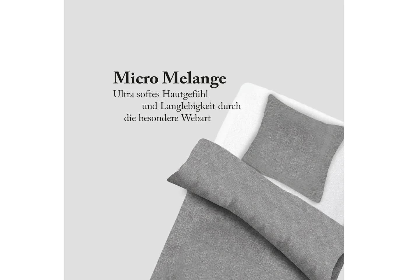 Bestlivings Bettbezug Micro-Melange Grau Mikrofaser 135x200cm + 80x80cm - Bild 4
