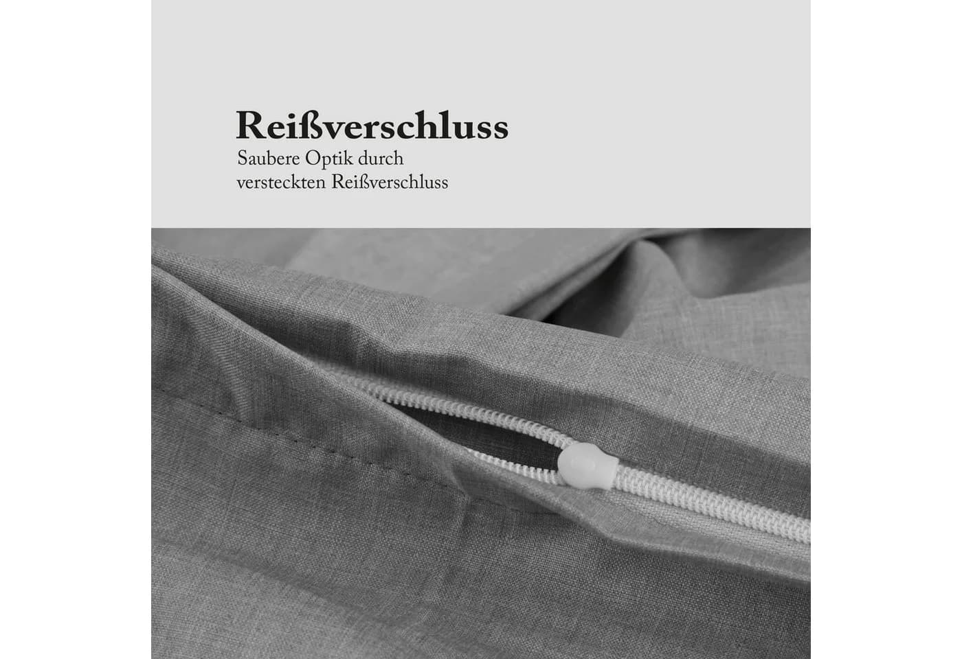 Bestlivings Bettbezug Micro-Melange Grau Mikrofaser 135x200cm + 80x80cm - Bild 5