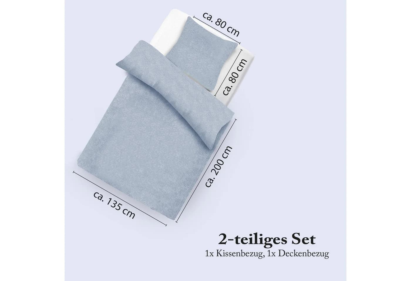 Bestlivings Bettbezug Micro-Melange Blau 135x200cm + 80x80cm Mikrofaser - Bild 3
