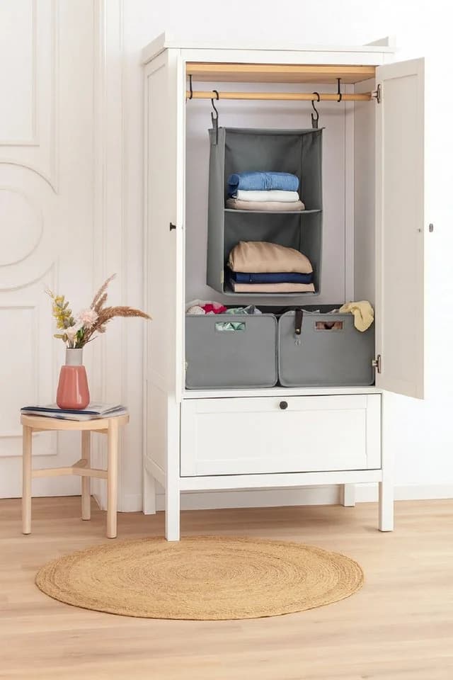 genialo Hängeregal Kleiderschrank Organizer mit 2 Boxen, 2 Fächer