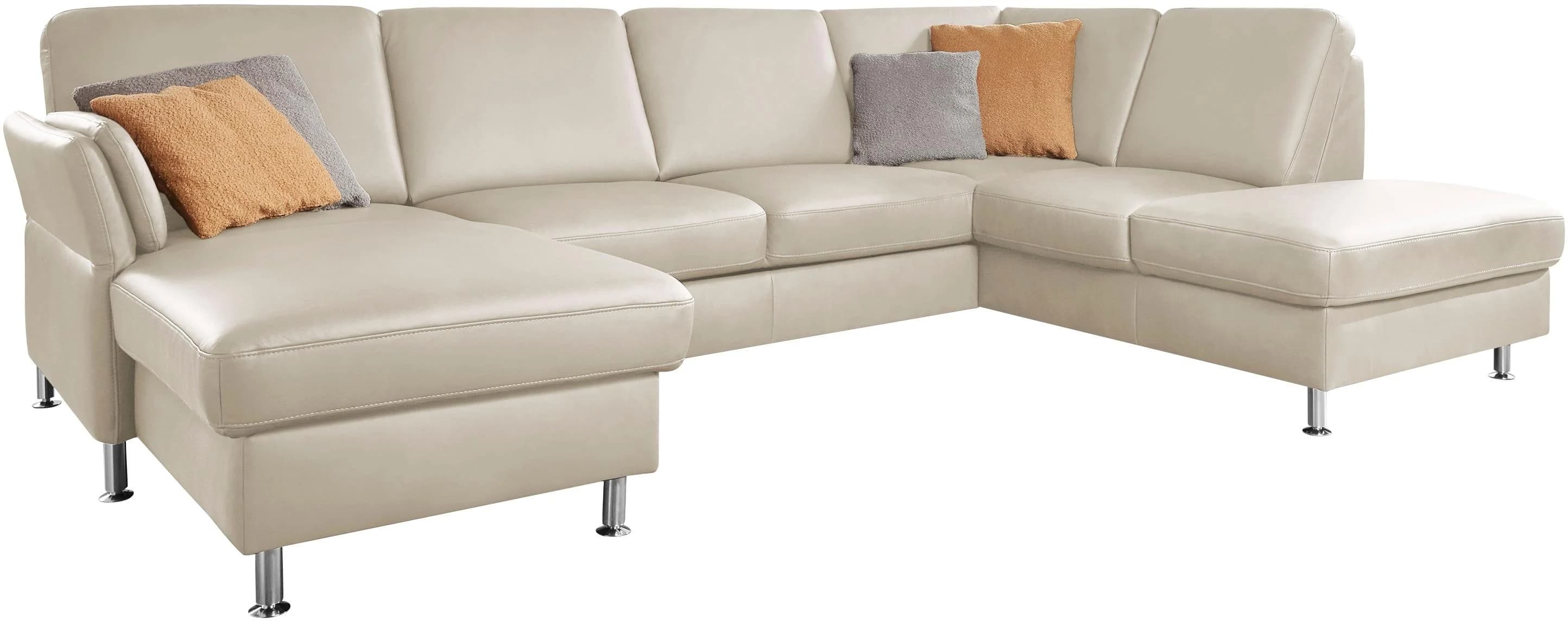 Beige U-Form Wohnlandschaft mit Federkern-Polsterung