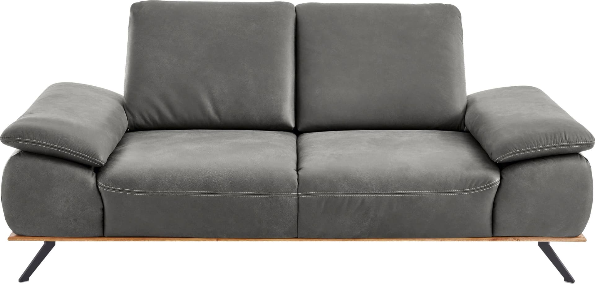 DIE PLANBAR 2,5-Sitzer Sofa Anilinleder grau Vintage-Optik